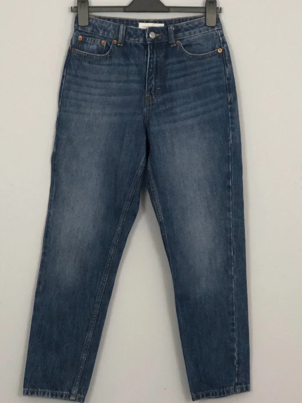 Topshop Mom Jeans Womens W26 L30 Classic Medium Wash 100% Cotton Denim High Rise